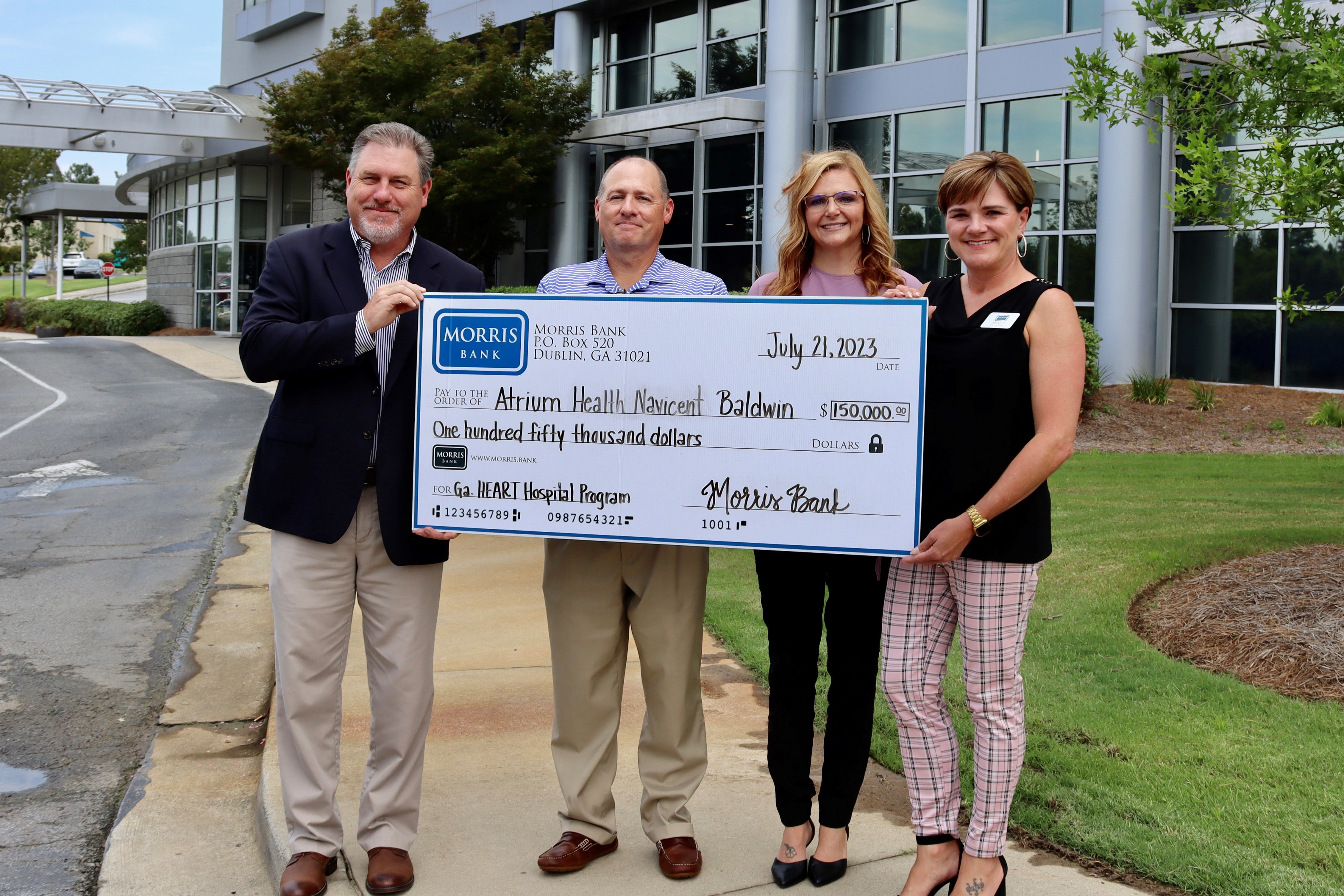 Morris Bank Donates $250,000 to Local Hospitals