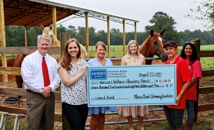 Morris Bank Community Foundation Presents Check to Warrior's Wellness and Recovery Ranch