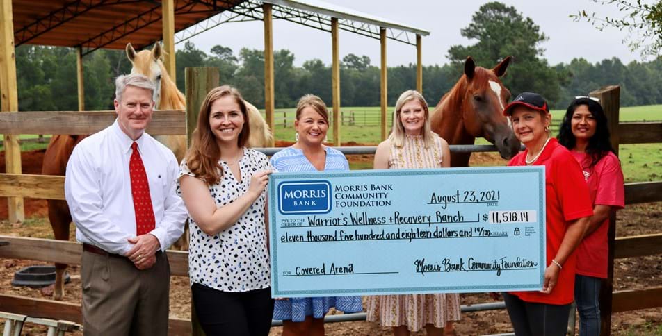 Morris Bank Community Foundation Presents Check to Warrior's Wellness and Recovery Ranch